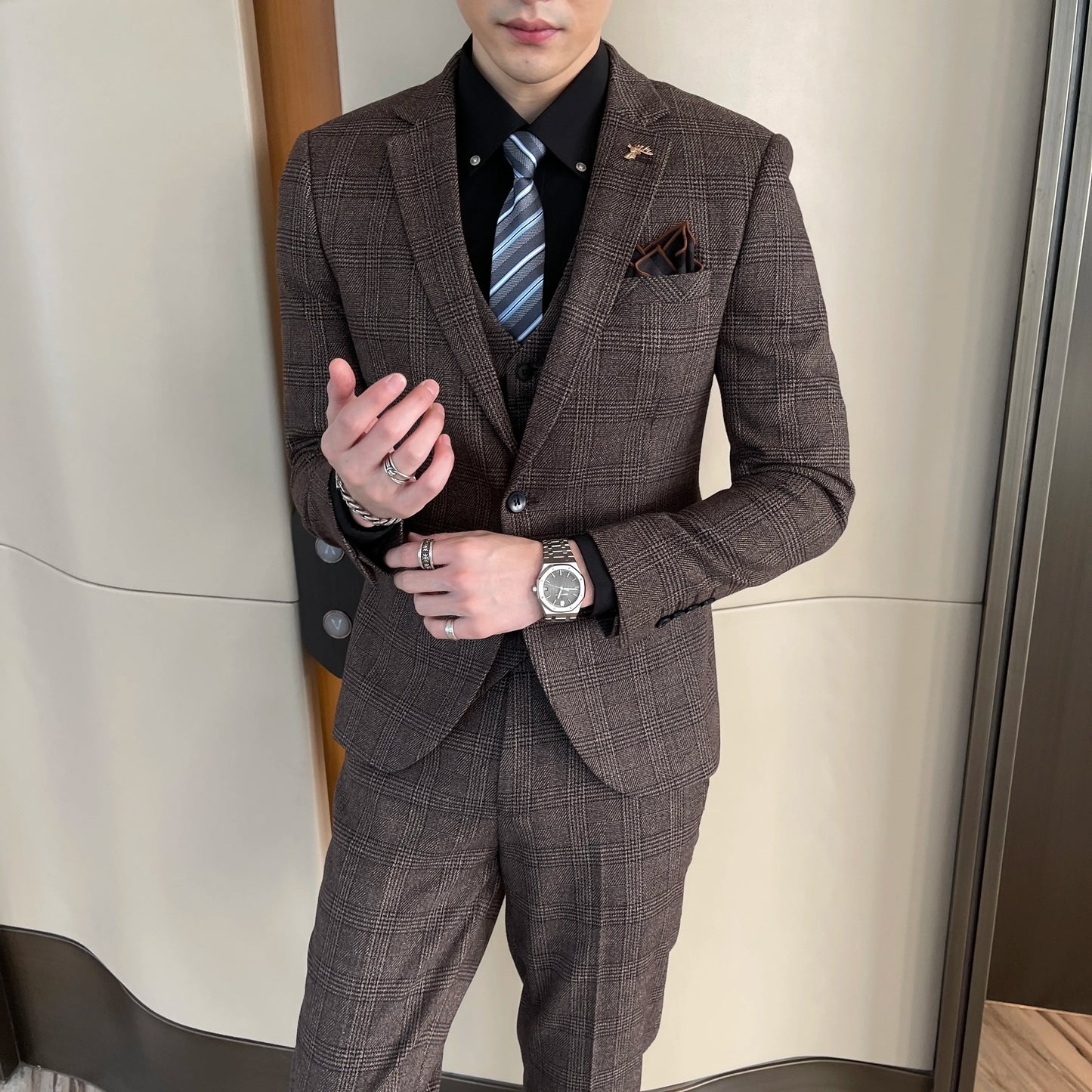 Costume 3 Pièces Homme Style Britannique – Élégant & Moderne pour Mariage, Soirée ou Travail