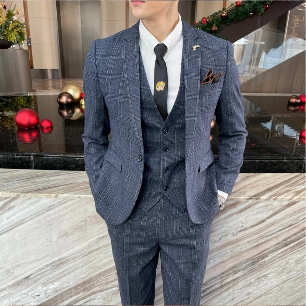Costume 3 Pièces Homme Style Britannique – Élégant & Moderne pour Mariage, Soirée ou Travail