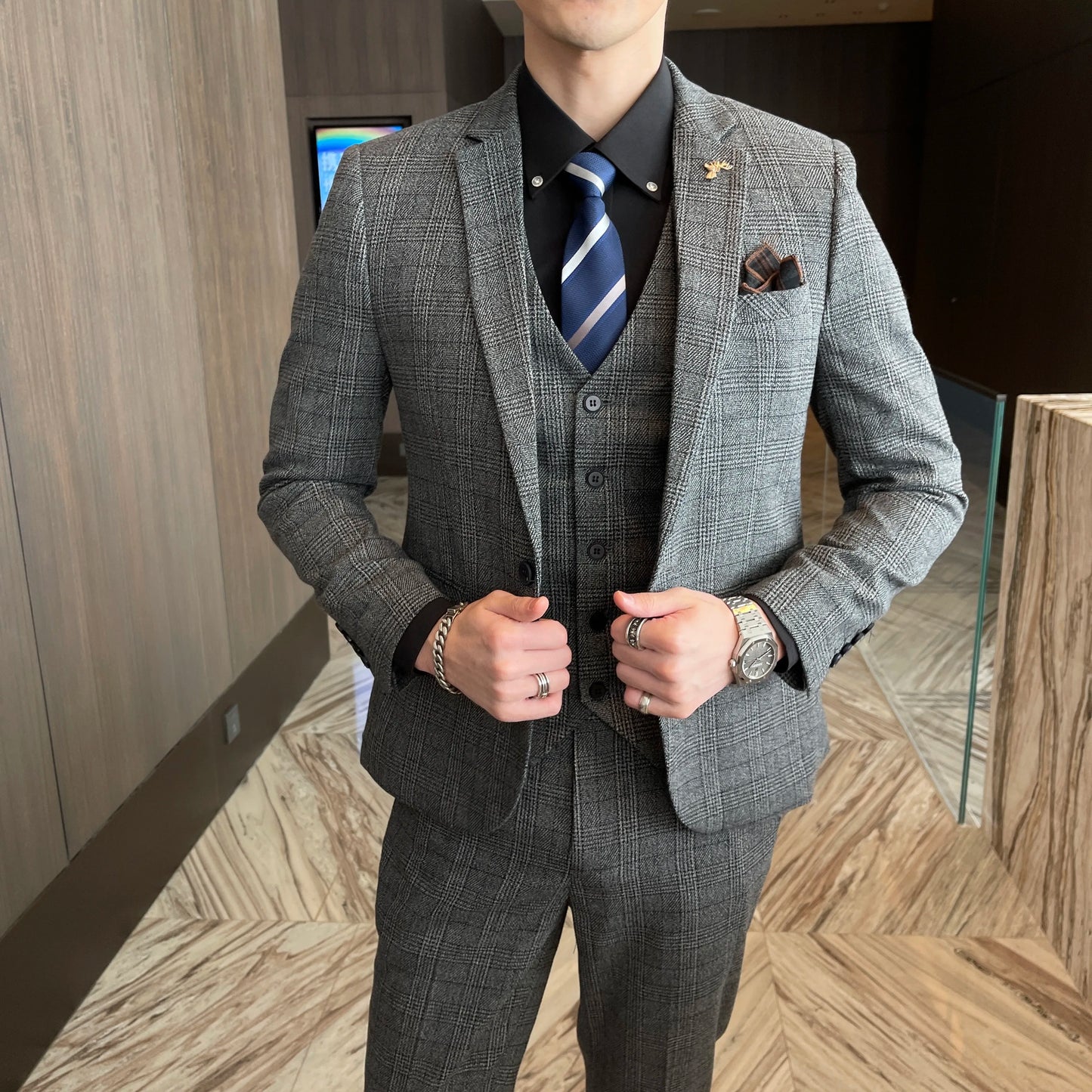 Costume 3 Pièces Homme Style Britannique – Élégant & Moderne pour Mariage, Soirée ou Travail