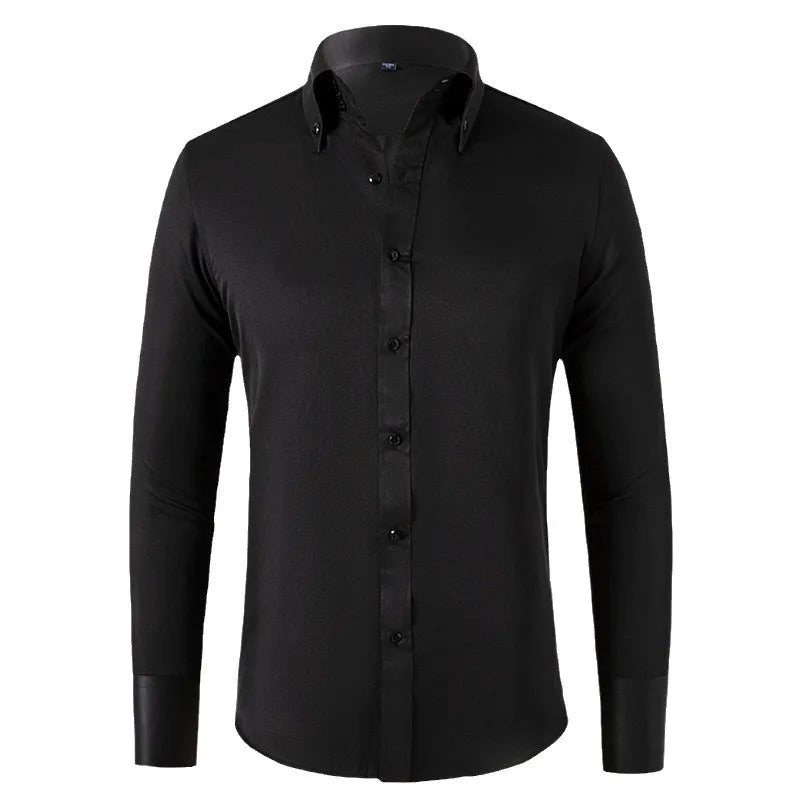 Chemise Business Homme – Élégante, Boutons Cristal, Col Classique