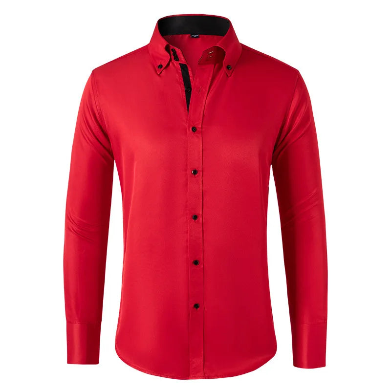 Chemise Business Homme – Élégante, Boutons Cristal, Col Classique