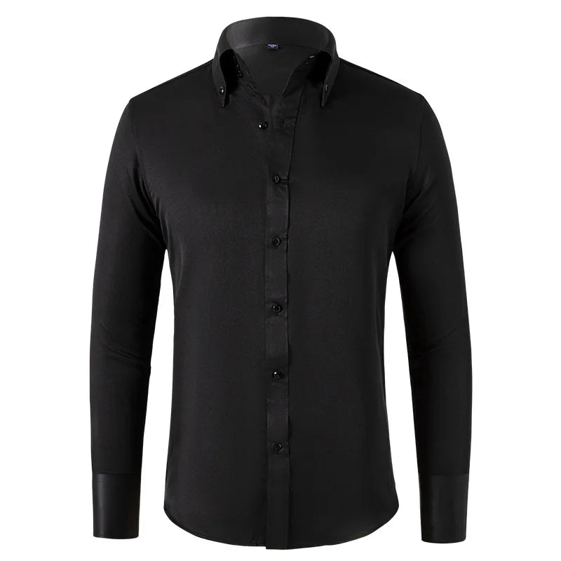 Chemise Business Homme – Élégante, Boutons Cristal, Col Classique