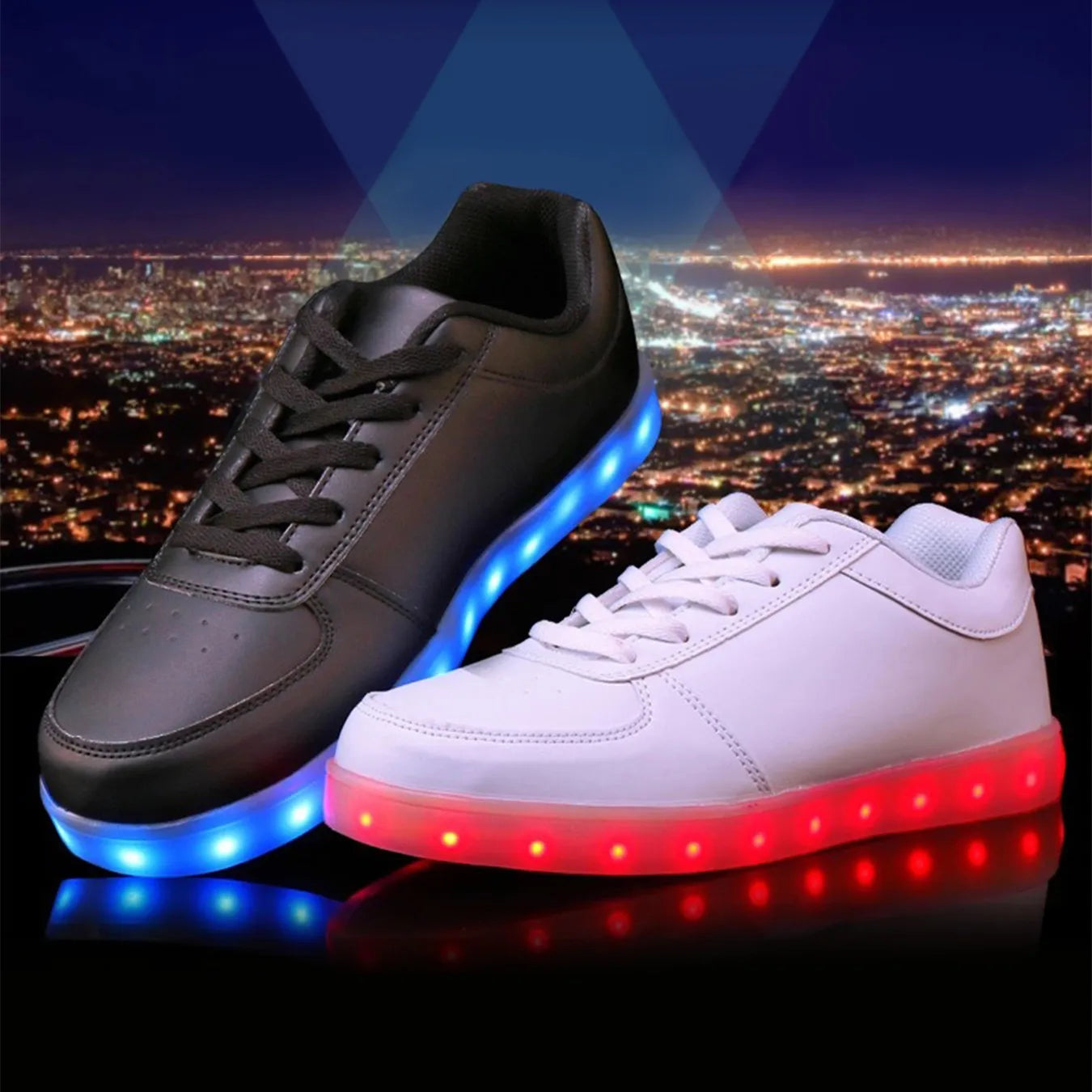 Chaussures de skate à Led avec motif Drapeau Américain-Style Tendace pour Hommes es Femmes