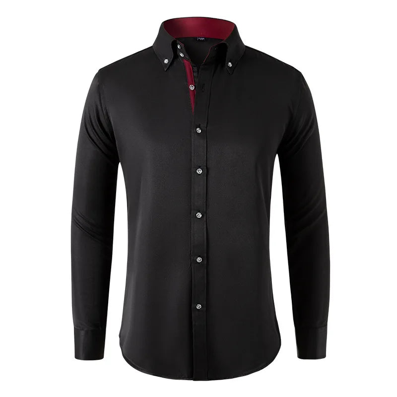 Chemise Business Homme – Élégante, Boutons Cristal, Col Classique